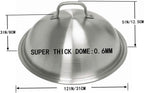 Griddle Accessories Pot Wok Lids - Heavy Duty 12 Inch Round Basting Cover - Stainless Steel - Cheese Melting Dome and Steaming Cover - Best for Use in Flat Top Grill Cooking Indoor Outdoor- 2 Domes