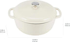 Amazon Basics Cast Iron Dutch Oven Pot with Lid, Enameled, Round, Dual Handles, Heavy-Duty, Small, 4.3-Quart, White