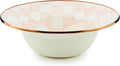 MACKENZIE-CHILDS Enamel Serving Bowl, Enamel Serveware Bowl, 12 Inches, Pink-and-White Rosy Check