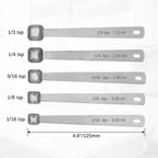 Mini Square Bowl Measuring Spoons Set, Small Stainless Steel Teaspoon for Cooking and Baking, Suitable for Small Amount of Dry or Liquid Ingredients and Spices (1/3, 1/4, 3/16, 1/8, 1/16 tsp)