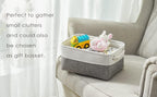 TheWarmHome Organization and Storage Basket for Shelves - 12x8x5.2 inch 1 Pack Fabric Storage Cubes, Collapsible Storage Bins for Closet Organizer Gift Cloth Toy (White & Grey)
