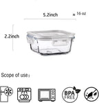 16PC Square Glass Storage Containers With Lids, 2 Cup Glass Food Containers With Lids, Square Meal Prep Bowls, Small Bowls For leftovers, Dishwasher, Freezer Safe (8 lids & 8 Containers)