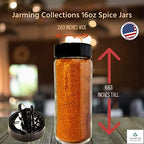 JARMING COLLECTIONS 16oz Glass Spice Shakers with Lids – Set of 3 Large Seasoning Containers with Shaker Tops for Kitchen, Pantry & Herb Storage (3 pack)