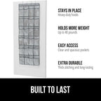 GORILLA GRIP Over the Door Shoe Organizer, 24 Large Breathable PVC Pockets, Space Saving Hanging Storage Holder, Closet Rack Hanger Holds Up to 40 lbs, Hangs on Closets for Shoes 2 Pack, Gray