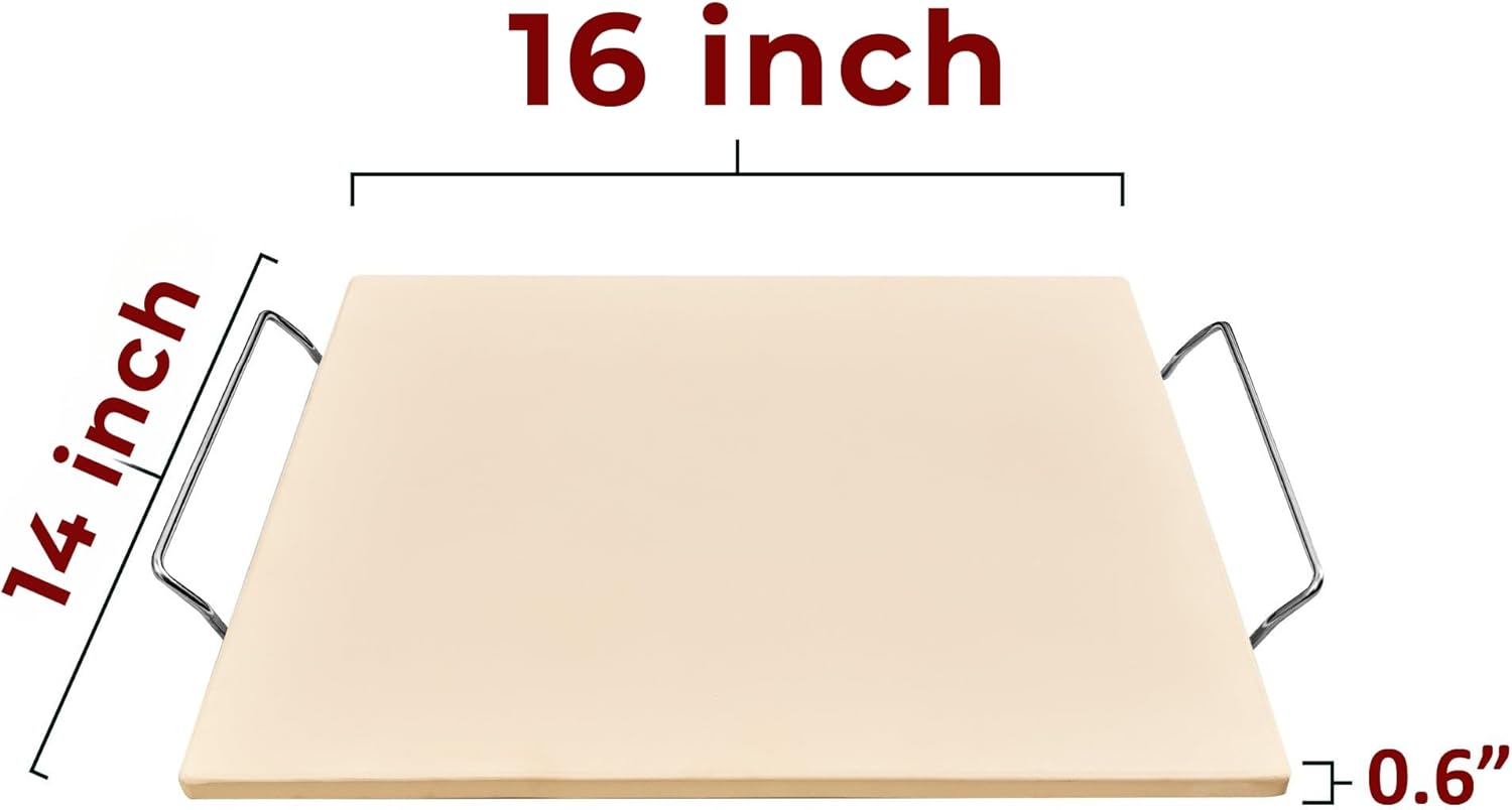 18 Inch Pizza Stone, 16x18 inch Stone for oven and grill - Durable Ceramic Pizza Stone, Heat Resistant up to 1,472°F, Perfect for Homemade Pizza, Bread and More (16x14 inch)
