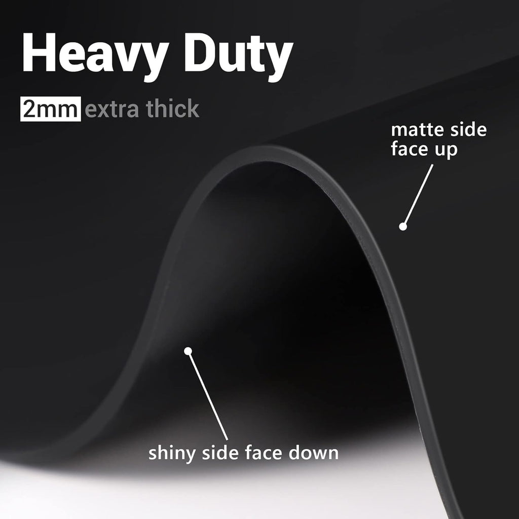 Ewen 25.6x17.7in Large Silicone Kitchen Counter Mat, 2mm Thick Heat Resistant Countertop Protector, Baking Silicone Mat under Air Fryer Toaster Oven Microwave Coffee Maker Cutting Board Drill Black