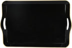 Spsyrine Large Black Serving Tray with Handles, Plastic Decorative Tray for Coffee Table, Ottoman, Bathroom, Home Decor 17.3"*11.8"*2"