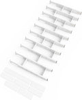 SpaceAid Bamboo Drawer Dividers with Inserts and Labels, Kitchen Adjustable Drawer Organizers, Expandable Organization for Home, Office, Dressers, 10 Dividers with 24 Inserts (17"-22" White)