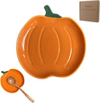 Ceramic Spoon Rest for Stove Top, Halloween Pumpkin Cute Spoon Rest for Kitchen Counter, Cooking Spoon Holder for Kitchen Counter, Utensil Rest Spatula Rest Ladle Holder Tong Rest (Orange)