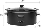 HOMECOOKIN 6 Quart Slow Cooker Oval Manual Pot Food Warmer with 3 Cooking Settings, Black Stainless Steel