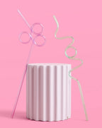 xo, Fetti Pastel Reusable Straw Set - 20 pc | Rainbow Birthday Party, Butterfly Bachelorette, Bridal Shower Decorations | Squiggly, Wavy,