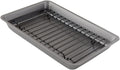 Chef Pomodoro Nonstick Carbon Steel Small Roasting Pan with Rack, Roasting Pan for Countertop Oven Baking, Single Serving, Grey (Mini)