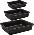 3-Pack Roasting Pan Set, Nonstick Baking Tray Set, Rectangular Bakeware for Oven, Non-Toxic Coating and Durable Quality (Black)