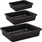 3-Pack Roasting Pan Set, Nonstick Baking Tray Set, Rectangular Bakeware for Oven, Non-Toxic Coating and Durable Quality (Black)