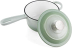 Enameled Cast Iron Sauce Pan, 1.6 Quarts Round Sauce Pot with Lid, Min Dutch Oven Enamel Saucepan for Cooking Pasta Sauce, Gravy, Puddings & Boiling, Gradient Green