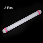 HARFINGTON 2pcs Fondant Rolling Pin 13 Inch x 0.98 Inch Adjustable Guide Rings Non-Stick PP Plastic Fondant Roller Dough Roller Kitchen Decorating Tools for Cookie Pastry Pizza Clay