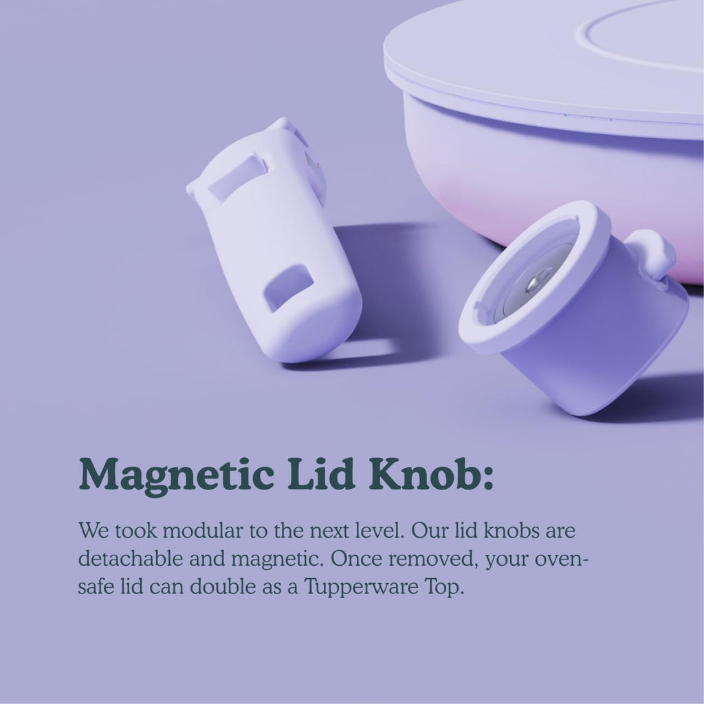 BytheTable Ombré Ceramic Titanium Non-Toxic, Nonstick Cookware Set 8-Piece Modular System with Removable Handle and Magnetic Lid, Magnetic Spatula, Eco-Friendly, Oven & Dishwasher Safe (Cataline Blue)