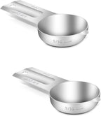 2PCS 1/8Cup (30ml, 1oz) Single Measuring Cup, Stainless Steel Measure Scoop, Metric and US Measurement, Dishwasher Safe