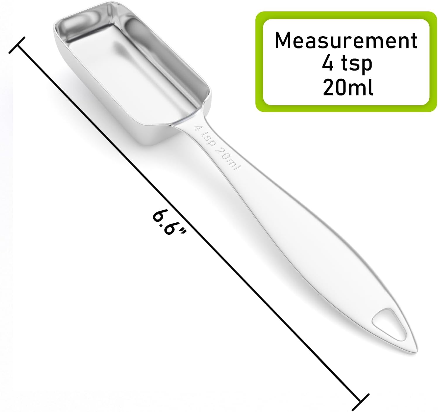 1PCS 4tsp (20ml) Single Measuring Spoon, Individual Stainless Steel Long Handle Measure Teaspoon Only