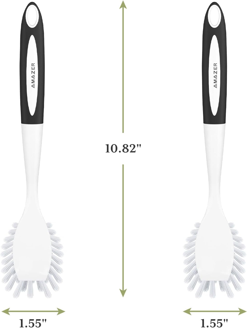 Amazer Dish Brush with Handle, 2 Pack Kitchen Scrub Brushes for Cleaning, Dish Scrubber with Stiff Bristles for Sink, Pots, Pans