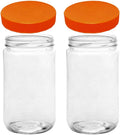 JARMING COLLECTIONS Mason Jars 32 Oz Extra Wide Mouth Glass Jars with Lids - Storage Glass Jars 32 oz with Lids - Quart Container with Lids - Made in the USA (Set of 2)