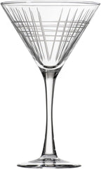Rolf Glass Matchstick Martini Glass - Set of 4 Stemmed 10 Ounce Martini Glasses - Lead-Free Glass - Diamond-Wheel Engraved Cocktail Glasses - US Made