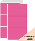 STARLIBOO Removable Colored Labels Stickers, 3X5 Inch Removable Large Label Stickers for Moving Boxes and Storage Bins- Waterproof- Tear Resistant (Rose Pink)