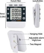 Digital Dual Kitchen Timer for Cooking, 3 Channels Count Down/up Triple Multi Timers for Food, Magnetic Memory-Preset Large-Display Adjustable Alarm Volume, 3A Battery Included