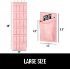 GORILLA GRIP Over the Door Shoe Organizer, 24 Large Breathable Mesh Pockets, Space Saving Hanging Storage Holder, Closet Rack Hanger Holds Up to 40 lbs, Hangs on Closets for Shoes, Accessories, Pink