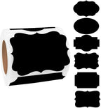 Black Labels Stickers, 250 PCS 3" x 2" Fancy Shape Sticker for Storage Box or Food Jars Holiday Present Christmas Gift Tags