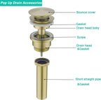 Dual Use Pop Up Drain Stopper,Bathroom Vanity Vessel Sink Stopper,Brushed Gold, for Basin With or Without Overflow hole,SE83999BG