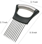 Stainless Steel Onion Holder, 2 Pack - Slicing Assistant Tool for Onion, Potato, Tomato (Grey)