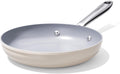 Nonstick Ceramic Frying Pan 8 Inch for Induction Cooktop - Non Toxic, PTFE/PFOA/PFAS Free, Oven & Dishwasher Safe up to 500°F - Non Stick Small Egg Skillet with Stay-Cool Handle - Cream