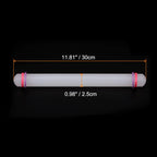 HARFINGTON 2pcs Fondant Rolling Pin with Rings PP 30cm x 2.5cm Non Stick for Baking White