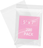 iMailer - 200 Pcs- 5" x 7" Clear Small Zip Bag - Reclosable Zip Plastic Poly Bags 2 Mil with Resealable Lock Seal Zipper for A2 A4 A6 Cards & Envelopes, Bakery, Cookies, Sandwich
