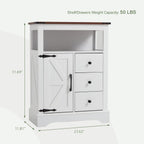 JOMEED Bathroom Floor Cabinet, Farmhouse Storage Cabinet with 3 Drawers & Adjustable Shelves, Free-Standing Cupboard for Kitchen, Living Room, Bathroom, White