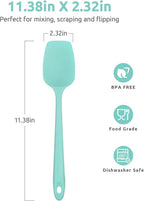 Heat Resistant Silicone Spoon Spatula: U-Taste 600ºF High Heat Flexible 11.38in Silicon Mixing Stirring Cooking Scraping Baking Bowl Scraper Seamless Spreader for Kitchen Nonstick Cookware (Aqua Sky)