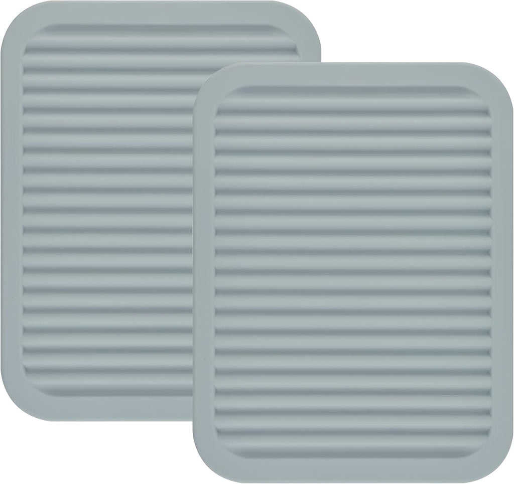 Smithcraft Silicone Trivets Mats for Hot Dishes and Hot Pots, Hot Pads for Countertops, Tables, Pot Holders, Spoon Rest Small Drying Mats Set of 2 Many Colors for Your Choose (Light Grey)