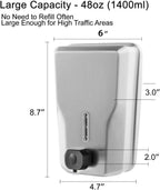 Commercial Stainless Steel Soap Dispenser – 47.3oz Large Capacity Wall Mount, Anti-Leak Pump, SUS304 Brushed Metal for High-Traffic Restrooms