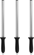 3 PCS 12 Inch Diamond Honing Steel, Diamond Sharpening Rod Knife 1000 Grit Sharpener Rod with Hanging Holes for Kitchen Knife, Chef, Hunting or Home Gourmet Blade, 17" Overall