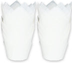 500 pcs Large size White Tulip Baking Cups 2-1/4"(Base diameter) x 4"(Wall height) Greaseproof paper baking cupcake Muffin liners