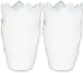 Large size White Tulip Baking Cups 2-1/4"(Base diameter) x 4"(Wall height) Greaseproof paper baking cupcake Muffin liners, Case of 130 pcs
