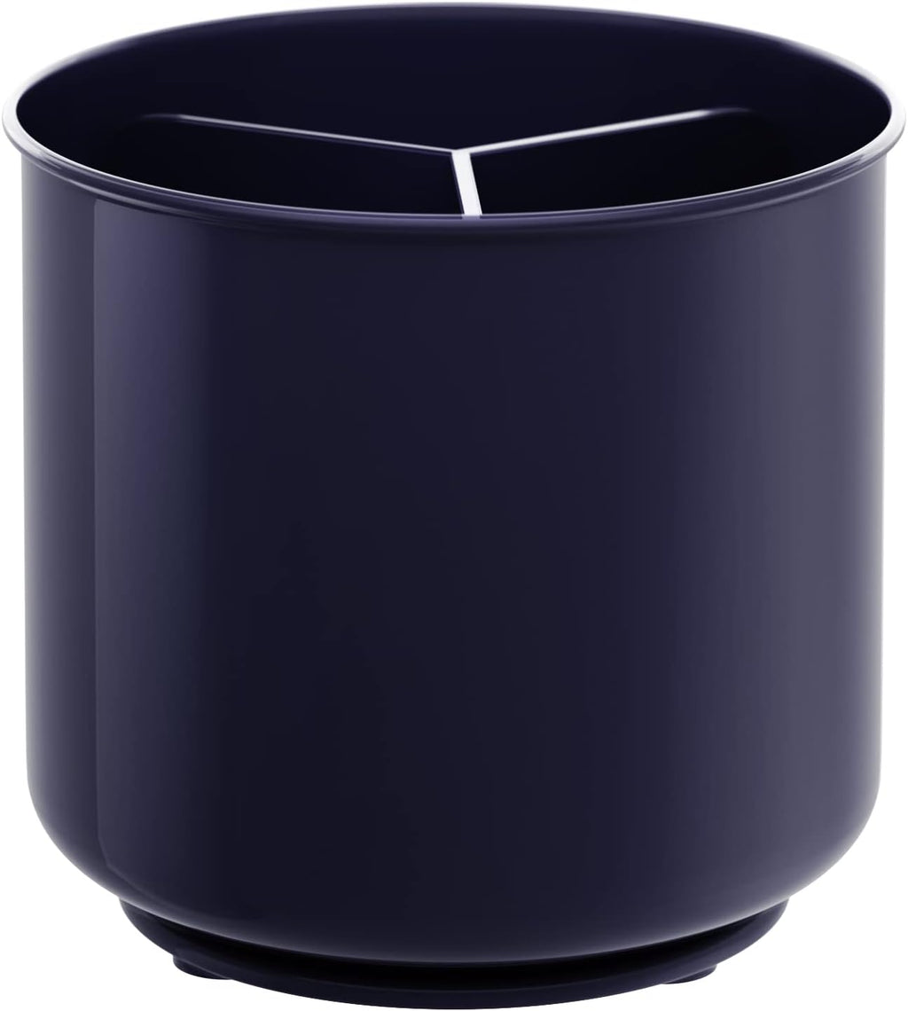 Plastic Rotating Extra Large Utensil Holder Crock with No-Tip Weighted Base, Removable Divider, And Gripped Insert - Dishwasher Safe Kitchen Utensil Holder For Kitchen Counter: Blue Utensil Caddy