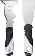 Mister Rui 2 Pack Putty Knife Set, 10 in 1 Paint Scraper Tool with 2 Inch Stainless Steel Painters Tool, Paint Scraper for Painting & Wood, Metal Scraper