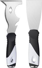 Mister Rui 2 Pack Putty Knife Set, 10 in 1 Paint Scraper Tool with 2 Inch Stainless Steel Painters Tool, Paint Scraper for Painting & Wood, Metal Scraper