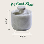 White Marble Salt Cellar with Lid| 3.2 Inch Elegant Kitchen Condiment Keeper| Decorative Salt Holder| Salt Cellar Marble| Salt, Sugar, Spices Container,Salt Bowl