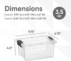 Superio Clear Storage Bins with Lids, Stackable Storage Box with Latches and Handles, Extra Small, 4 Pack 3 Quart