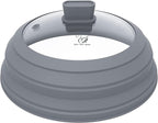 Microwave Splatter Cover Glass Splatter Guard Lid with Collapsible Silicone for Food Pot Plate Cover 11.8 inch Light Grey