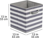 Amazon Basics Cube Organizer Storage Bins Handles, Collapsible Fabric, Pack of 6, 13"x13"x13", White/ Light Grey Stripe