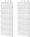 GORILLA GRIP Over the Door Shoe Organizer, 2 Pack, 24 Breathable Mesh Pockets, Space Saving Hanging Storage Holder, Closet Rack Hanger Holds Up to 40 lbs, Hangs on Closets, Shoes, Accessories, White
